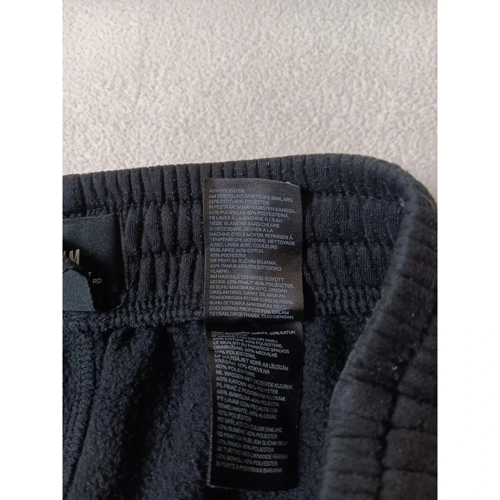 HM Regular Fit Mens Sweatpants Black Cotton Blend Fleece Joggers Size S